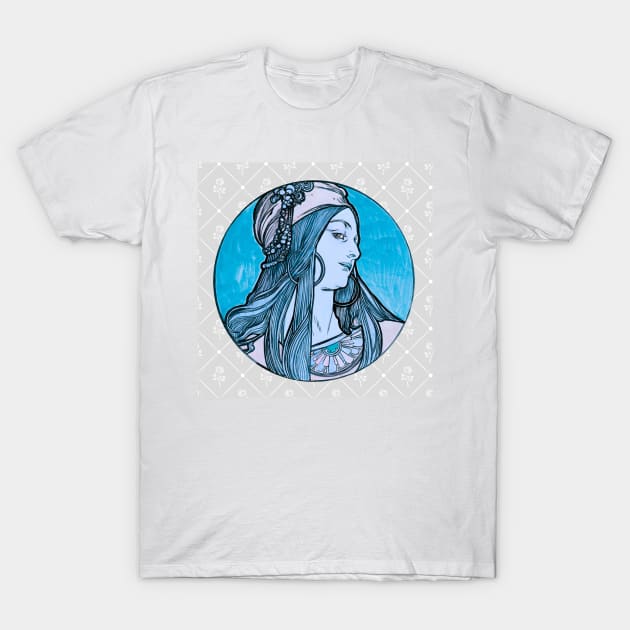 Vintage Twenties Girl - Alphonse Mucha T-Shirt by allthumbs